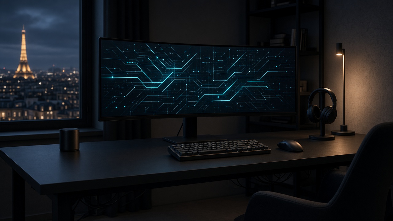 Bureau de jeu compétitif dans un loft sombre
